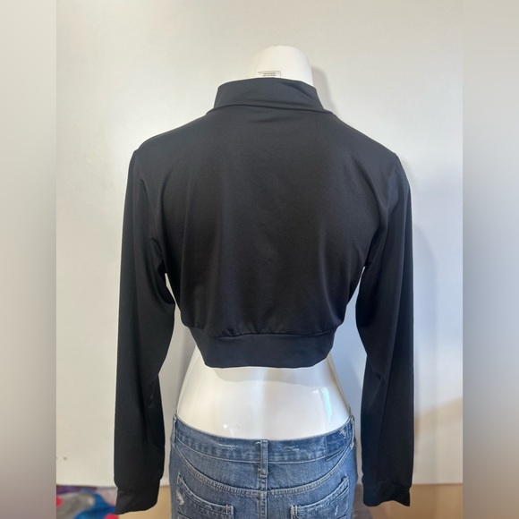 INFINITE PERFORMANCE WOMEN CROPPED WORKOUT ZIPPED LONG SLEEVES JACKET BLACK L - Picture 4 of 6
